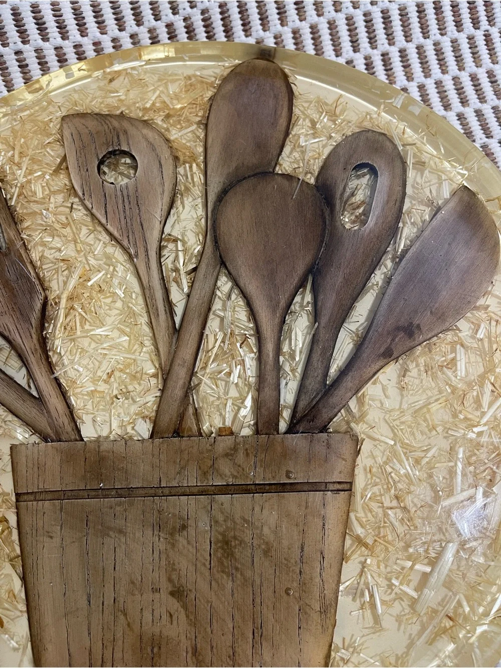 Vintage -Y2K Wooden Kitchen Utensil Lazy Susan   - Brown
